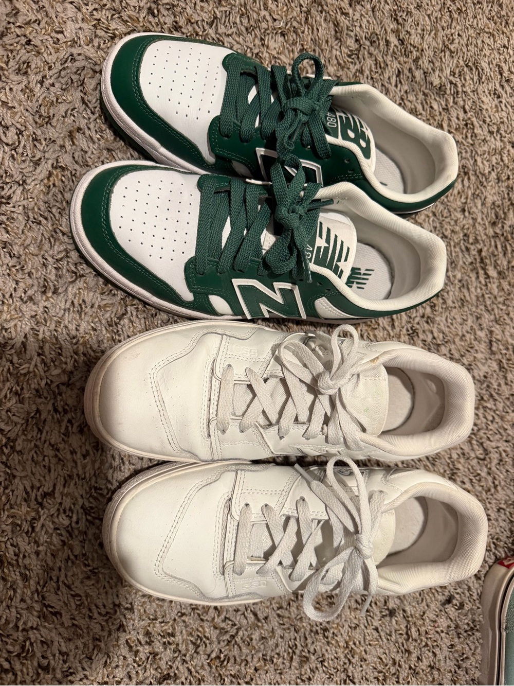New Balance White and Green Retro Court Sneakers worn only a few times